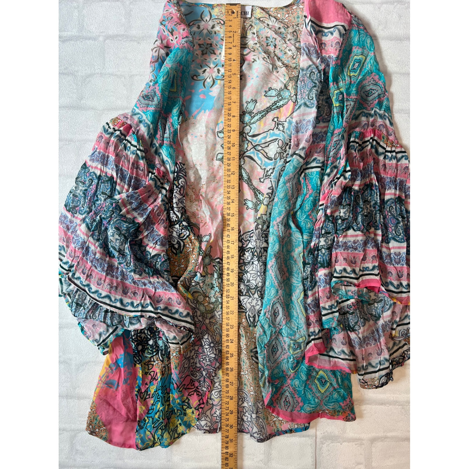 Nwt Saachi Anthropologie Paisley Patchwork Kimono Wrap Bell Sleeve Os Boho — image 5 of 5